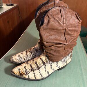 Vintage Dingo Python Rattlesnake Slouch Western Boots Womens 12 D Mens 10.5